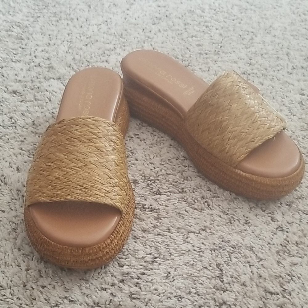Natural Woven Platform Sandals,Simona Rossi.brand,made in Italy,size 40